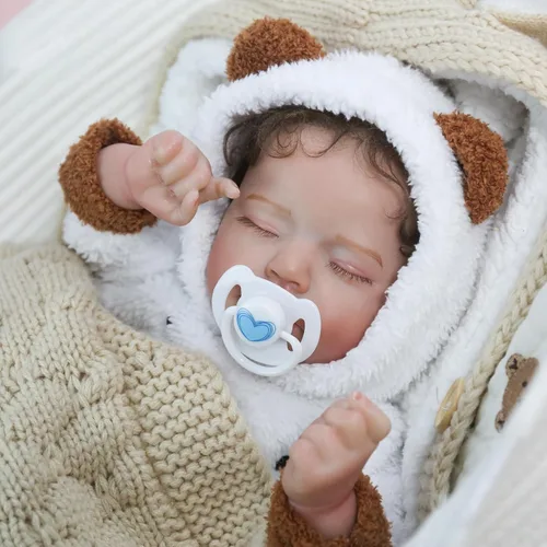 Vista 8 de KSBD Muñecas realistas de bebé recién nacido, niña de 20 pulgadas durmiendo recién nacida con cuerpo suave y pesado, regalo de Navidad y cumpleaños