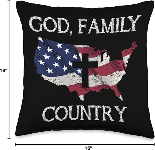 Vista 4 de Oración cristiana Santa Biblia Regalos bandera de Estados Unidos 4 de julio Idea de regalo Patriótico Americano Oración Throw almohada, 16x16