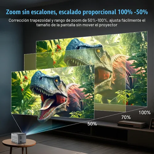 Vista 6 de [Netflix oficialmente y aplicaciones integradas] Mini proyector con WiFi y proyector Bluetooth HD 1080P, 1200 ANSI, proyector de video automático