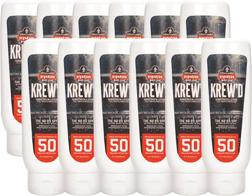 Vista 9 de Ergodyne KREW'D 6352 Loción de protección solar, amplio espectro SPF 50, resistente al agua, tamaño de viaje de 1.5 onzas, paquete de 12