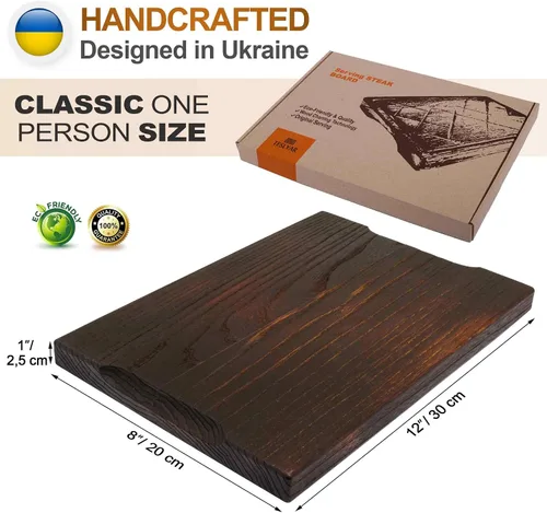 Vista 3 de TESLYAR Tabla de madera para carne, tabla de cortar y plato para servir barbacoa, tabla de embutidos de madera maciza y plato para servir carne