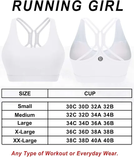 Vista 5 de RUNNING GIRL - Brasier deportivo con tirantes cruzados a la espalda soporte medio ideal para yoga con copas extraíbles
