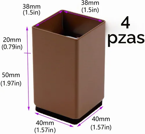 Vista 2 de 4 elevadores de cama de 2 pulgadas, sofá de mesa para muebles, elevador de 1.6 pulgadas de ancho y 2 pulgadas de alto