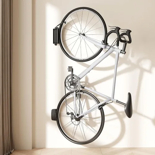 Vista 10 de PEGZONE 2 paquetes de ganchos para bicicletas para garaje, soporte de pared giratorio resistente, sostiene 77 libras, soporte ajustable