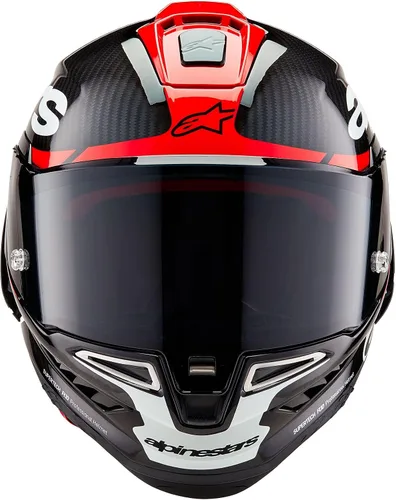 Vista 3 de Alpinestars Casco Supertech R10 Element, de fibra de carbono, diseño aerodinámico de cara completa, ventilación y seguridad, certificado DOT y ECE