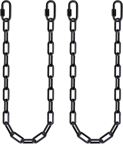 Vista 21 de 2 cadenas colgantes resistentes de 20 pulgadas con ganchos, cadena de extensión de columpio, color negro