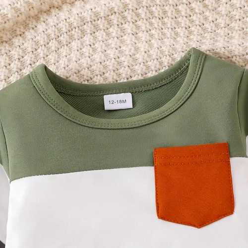 Vista 72 de Ropa de otoño e invierno para bebé, trajes de niño pequeño, sudadera de manga larga, sudadera de retazos y pantalones, 2 piezas, 12 meses a 5 años
