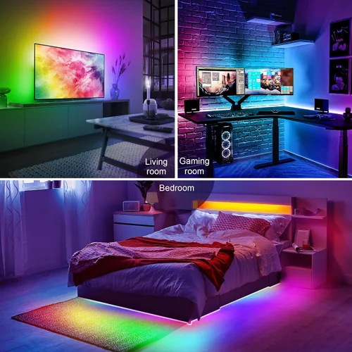 Vista 7 de PANTON VILLA Luces LED para televisores de 55 a 75 pulgadas, kit de retroiluminación LED ICRGB de 16.4 pies con aplicación y control remoto