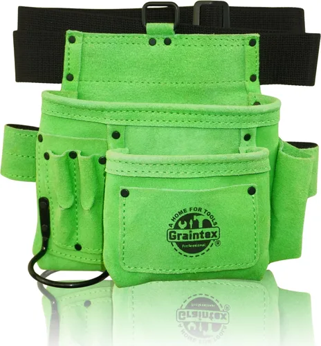 Vista 19 de Graintex 5 Pocket Suede Leather Tool Belt/Bag, Multipurpose Leather Tool Belt for Women and Men, Ideal for Construction, Electrician, Handymen Beige