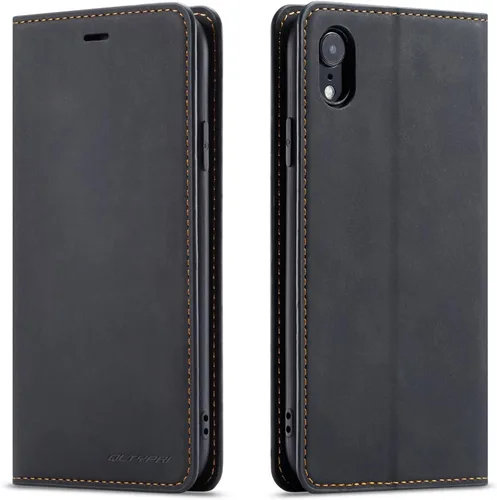 Vista 23 de QLTYPRI Funda tipo cartera para iPhone XR, 3 tarjeteros, color azul