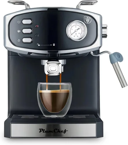 Vista 8 de Plum chef Cafetera espresso de 20 barras para el hogar, cafetera compacta profesional con vaporizador de leche, medidor de presión, tanque de 54