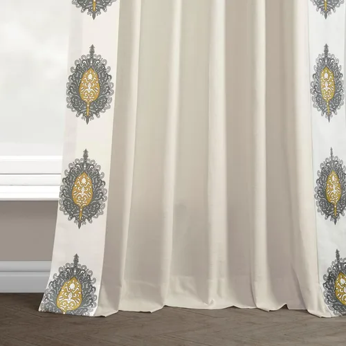 Vista 7 de HPD Half Price Drapes Cortinas de algodón sólido con bordes para dormitorio y sala de estar 50 X 84, DTCC-SB220614-84 (1 panel) Mayan Gold