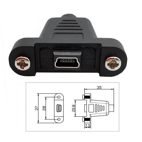 Vista 8 de cablecc Tipo de montaje en panel Mini USB2.0 5Pin macho a hembra Cable adaptador de extensión con tornillos 19.7 in