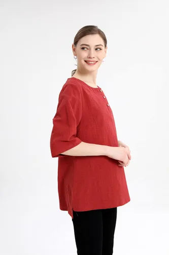 Vista 3 de Minibee Para Mujer - Blusa - Playera - Jacquard de algodónlino - Manga 34