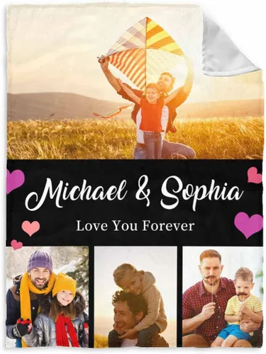 Vista 10 de InterestPrint Manta personalizada para papá de parte de hija e hijo, manta de cama personalizada con el texto "Best Dad Ever" con Love You Daddy, 7