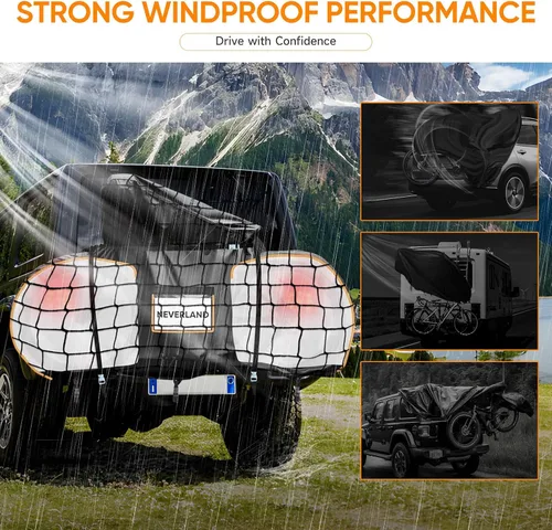 Vista 5 de NEVERLAND Funda para Bicicleta para Transporte en Portabicicletas - Funda Resistente 600D para Portabicicletas para 1 Bicicleta, Cubierta