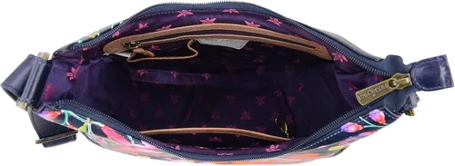 Vista 3 de Anuschka Bolso de hombro de cuero genuino para mujer, obra de arte original pintada a mano, hobo clásico con bolsillos laterales tachonados