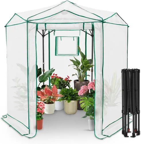 Vista 30 de EAGLE PEAK - Invernadero hexagonal desplegable de 6.6 x 6.6 pies, portátil, para plantas de jardín, para interiores y exteriores, para todo