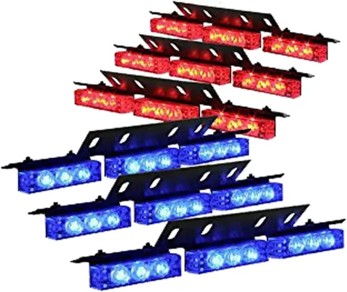 Vista 11 de 54 luces LED estroboscópicas intermitentes de uso de advertencia de emergencia para vehículo de emergencia para rejilla de tablero de parabrisas Azul