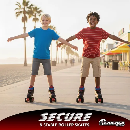 Vista 5 de Chicago Skates Sidewalk Roller Skates – Durable, Top Performance Indoor/Outdoor Use Skate Shoes for Girls & Boys, High-Top Boot Safety Youth Quad