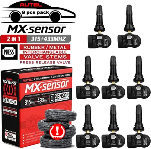 Vista 9 de Autel TPMS Sensor MaxiTPMS Autel MX Sensor 4 piezas Sensor universal de neumáticos de doble frecuencia 315MHz/433MHz Sensor TPMS de tallo de goma