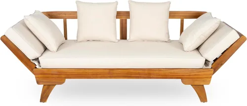 Vista 6 de Christopher Knight Home Gary Sofá Convertible para Patio, Cama de Día de Madera para Exteriores, Sofá de Salón de Muebles de Patio de Madera