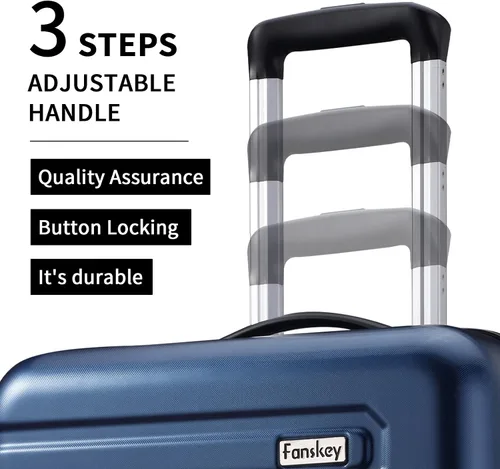 Vista 4 de Fanskey Equipaje, Maleta de 3 piezas con ruedas giratorias, Hardshell, Ligero, TSA Lock, Verde oscuro, Fanskey