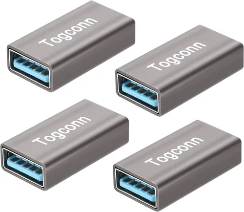 Vista 8 de Paquete de 2 acopladores USB, carcasa de aluminio USB 3.0 tipo A hembra a hembra, compatible con transferencia de datos de 5 Gbps y carga rápida
