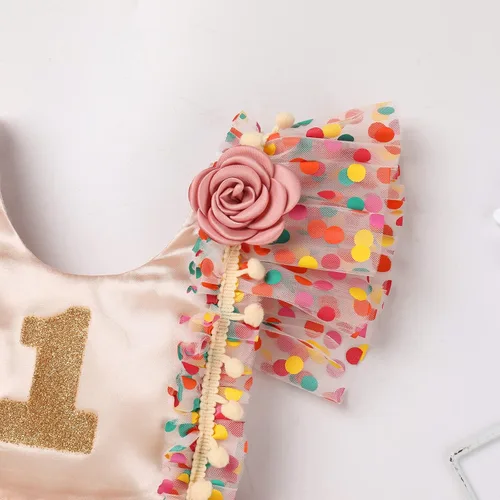 Vista 5 de Vestido de princesa para el primer cumpleaños de niña pequeña, vestido vintage de margaritas florales para tartas y sesión de fotos