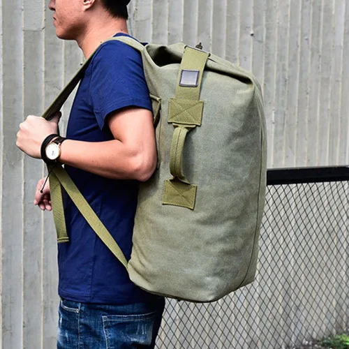 Vista 7 de Militar bolsa de lona de carga superior doble correa mochila de lona ejército viaje tamaño grande