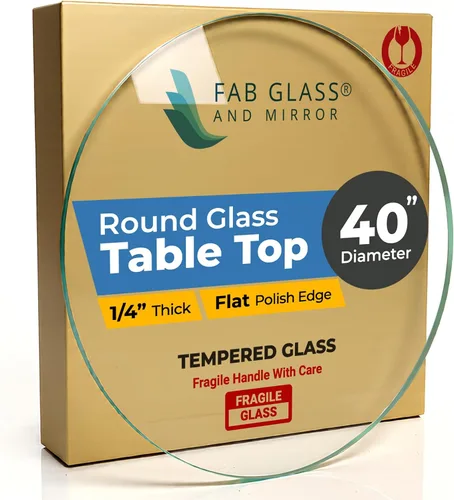 Vista 78 de Fab Glass - Mesa redonda de cristal de 48 in, grosor de 3/4 in, cristal pulido plano templado, Vidrio, Transparente