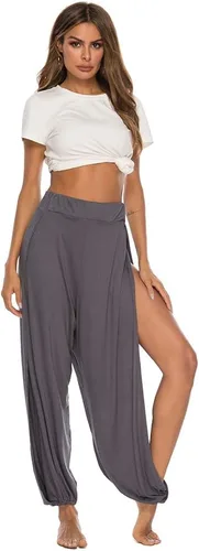 Vista 4 de AvaCostume - Pantalones de harén de corte alto para mujer, estilo hippie