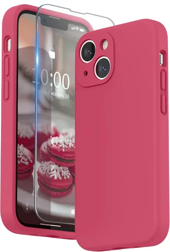 Vista 32 de SURPHY Funda compatible con iPhone 13 Mini con protector de pantalla, (protección de cámara y forro de microfibra suave), funda de silicona líquida