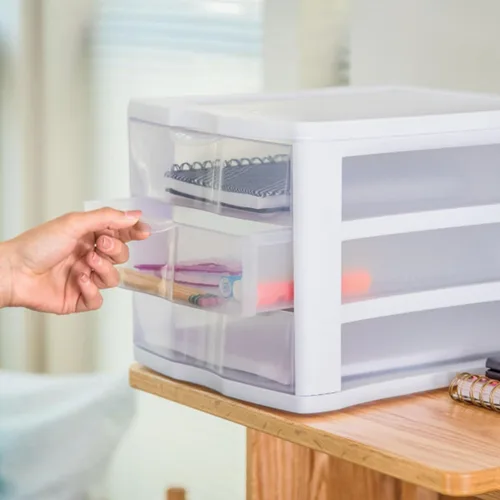 Vista 5 de Sterilite Organizador de 3 cajones, almacenamiento transparente