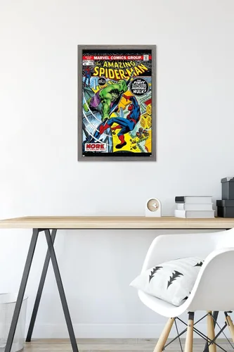 Vista 6 de Marvel Comics Amazing Spider-Man #120 - Póster de pared, 22.4 pulgadas de largo x 14.7 pulgadas de ancho, versión enmarcada de madera de granero