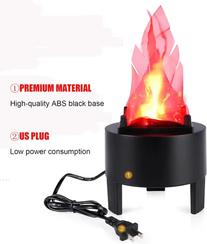 Vista 2 de ele ELEOPTION Luz LED electrónica de efecto simulado de llama de fuego falsa, sin calor base de soporte de llamas artificiales de Halloween, centro