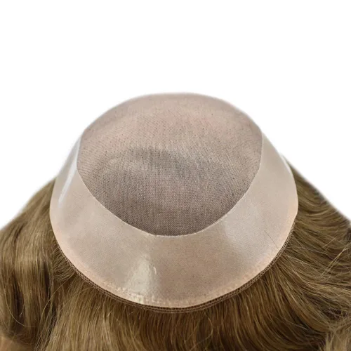 Vista 3 de Durable Fine Mono Toupee Hair Pieces para hombres Sistema de reemplazo de pelo para hombre Toupee pelo humano real protesis capilar para hombre 6x8