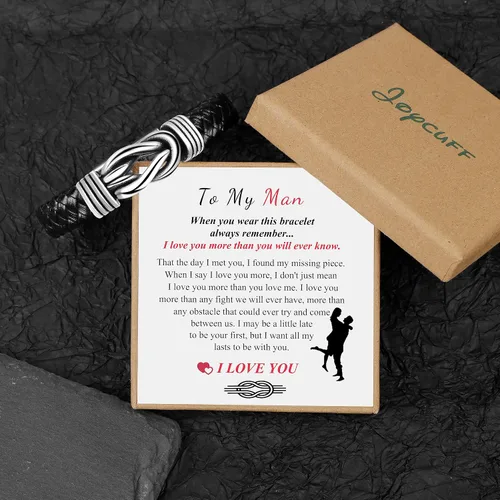 Vista 7 de Regalos de cuero para papá, regalo de cumpleaños, novio, marido, nieto, hermano, hijo, para el día de San Valentín, Navidad, graduación, joyería
