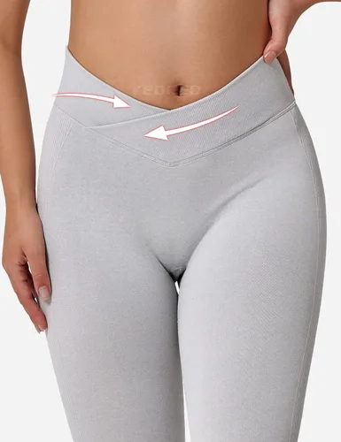 Vista 3 de YEOREO Leggings profesionales de entrenamiento para mujer, leggings de cintura alta cruzada con teñido anudado, leggings sin costuras, pantalones