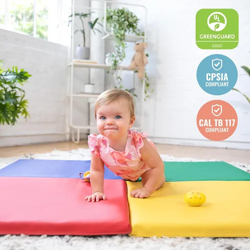 Vista 5 de ECR4Kids SoftZone Quad Fold-N-Go Activity Mat, Folding Playmat, Contemporary