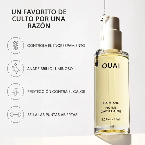 Vista 3 de Aceite para el cabello OUAI tamaño de viaje - Aceite protector térmico para el cabello para el control del encrespamiento - Añade brillo y suaviza