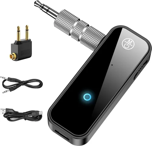 Vista 11 de Adaptador auxiliar auxiliar Bluetooth 5.4 para coche, transmisor receptor Bluetooth 2 en 1, conector de 0.138 in, adaptador de audio inalámbrico