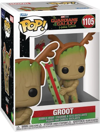 Vista 2 de POP Marvel Holiday: Guardianes de la Galaxia - Figura de vinilo Groot Funko (paquete con funda protectora de caja compatible), multicolor, 3.75