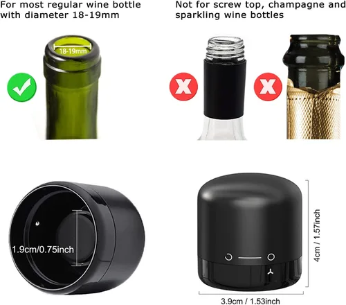 Vista 3 de Tapón de vino para vino, paquete de 2 tapones de botella de vino sellado de silicona, sellador de vino reutilizable de giro para sellar, tapón