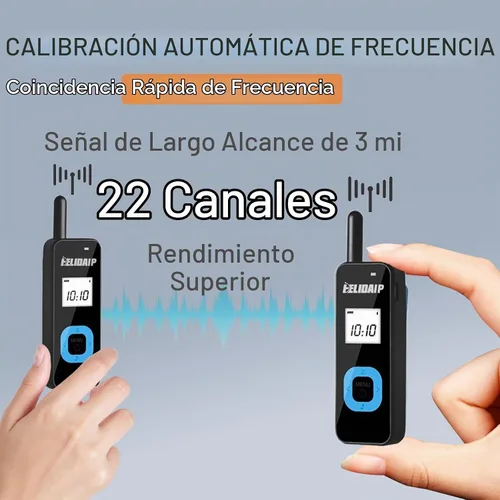 Vista 6 de T-M1 Super Mini Walkie Talkies con auriculares, paquete de 2, 96h M1-negro-paquete de 2
