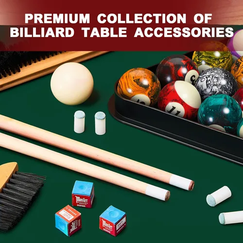Vista 6 de Outus 71 piezas de accesorios para mesa de billar, accesorios de billar, bolas de billar con soporte de bola triangular, tizas para tacos, punta