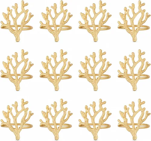 Vista 23 de Juego de 12 servilleteros de mariposa dorados brillantes para decoración de dorado (Bright Gold)