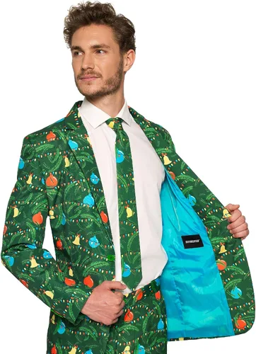 Vista 4 de SUITMEISTER Trajes de Navidad iluminados para hombres en diferentes estampados disfraces feos de Navidad incluyen chaqueta pantalones y corbata