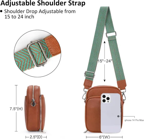Vista 4 de befen Bolsos cruzados pequeños de cuero genuino para mujer, monederos de viaje de moda para teléfono celular con tarjetero