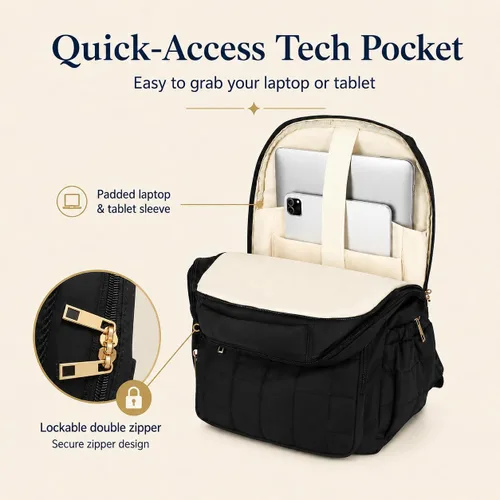Vista 3 de Mochila para mujer de 15.6 pulgadas, mochila escolar universitaria para niña, Portátil